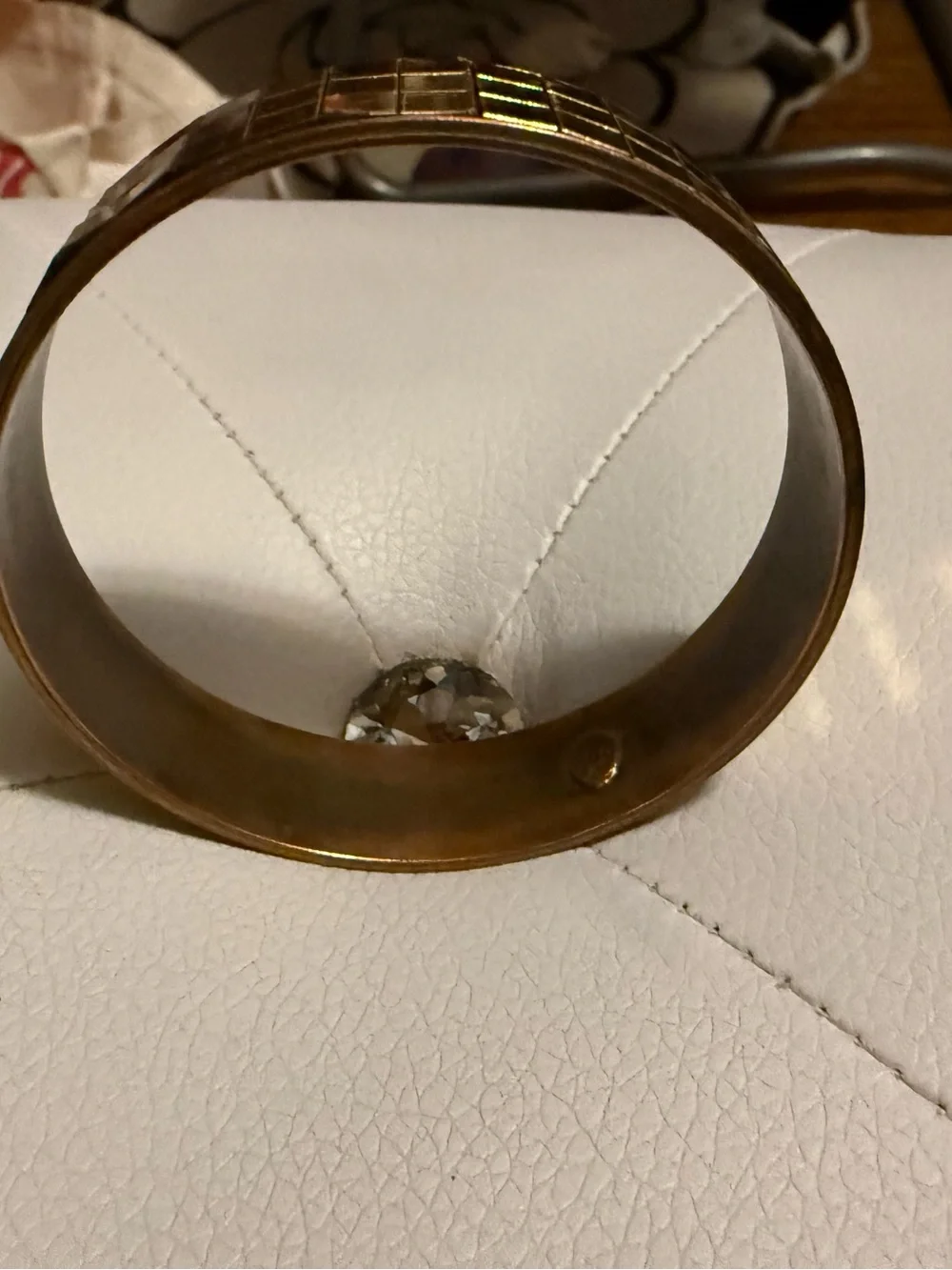 Gold Tone Bangle Bracelet With Gold Tone Squares